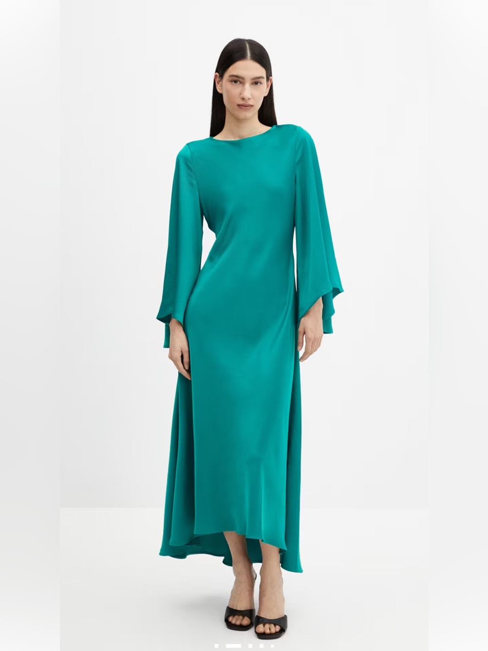 Mango Teal Flow Dress with Flutter  Sleeves M